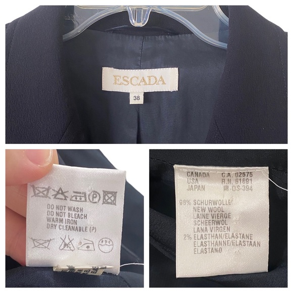 ESCADA wool navy black blazer jacket sz 38 - business casual - formal - stretchy - Picture 6 of 13
